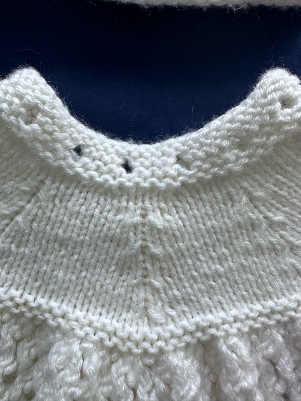 Handmade Hand Knit Baby Cardigan Sweater & Beanie Hat Set White 3-6M - Picture 7 of 7